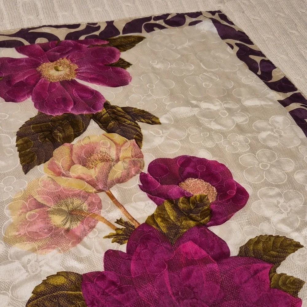 Vintage‎ Emanuel Ungaro Floral Scarf Purple Yellow Green Cream Women's